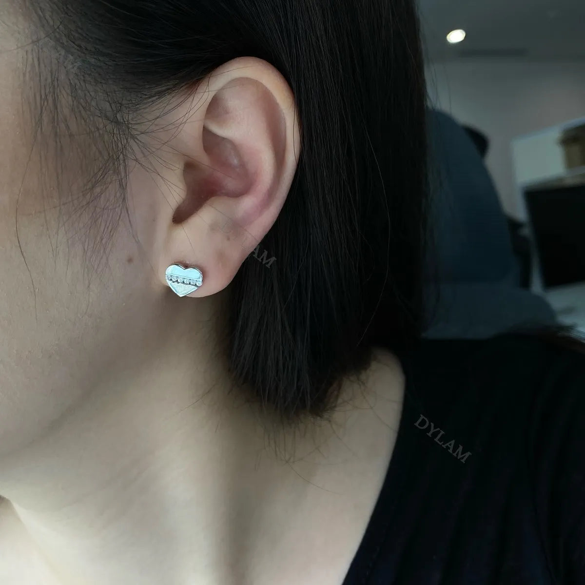 JAC Silver Minimalist 18K Gold Plate Heart Shape Love S925 Sterling Silver Women Stud Earrings Jewelry