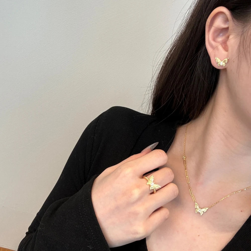 JAC Silver Fashion Fine Trend Design Jewellery S925 Silver Women Jewelry Accessories 5A Zirconia Butterfly Stud Earrings