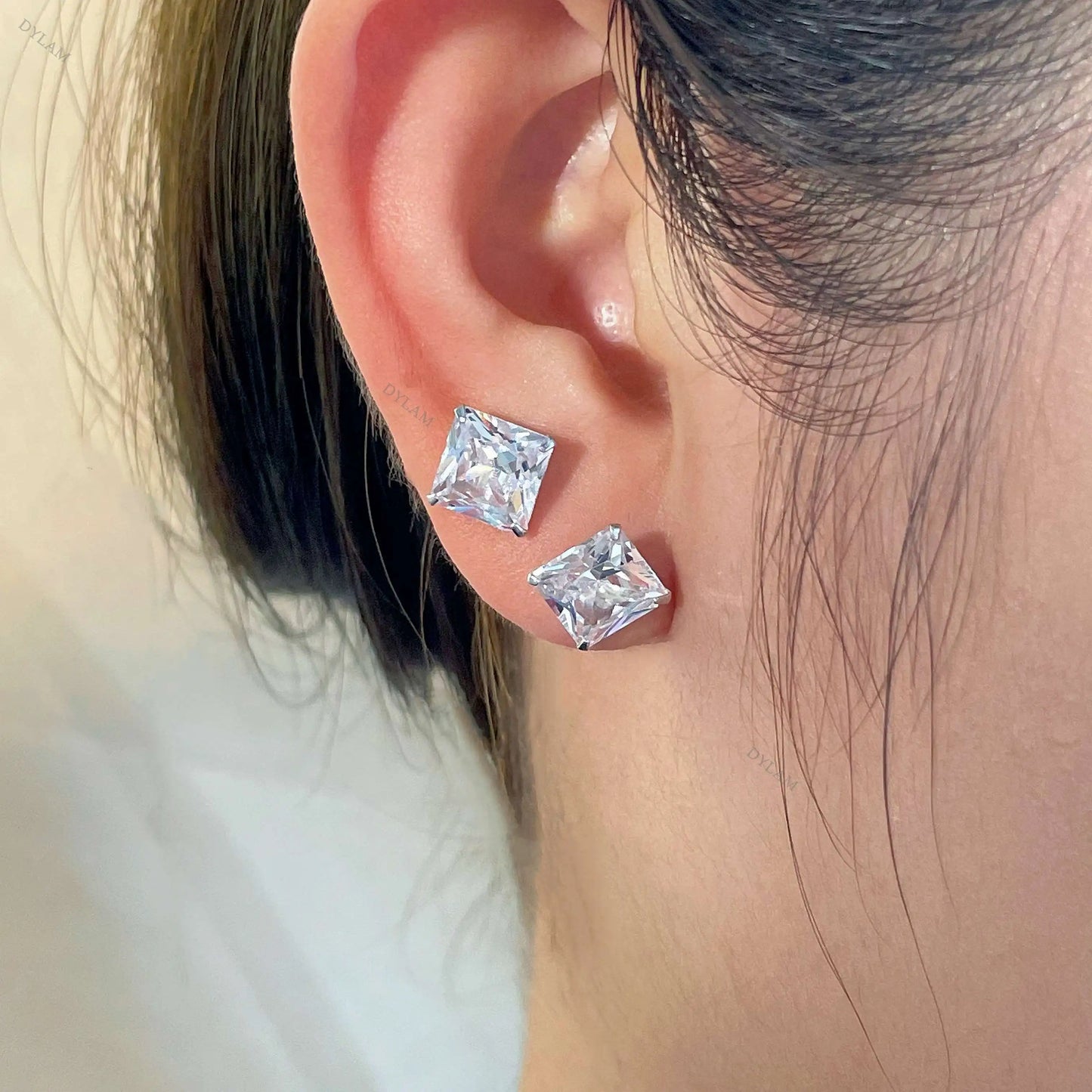 JAC Silver High End Shiny Jewelry Ear Studs Wedding Trend Luxury Women's 925 Sterling Silver Delicate 5A Cubic Zirconia Ear Studs