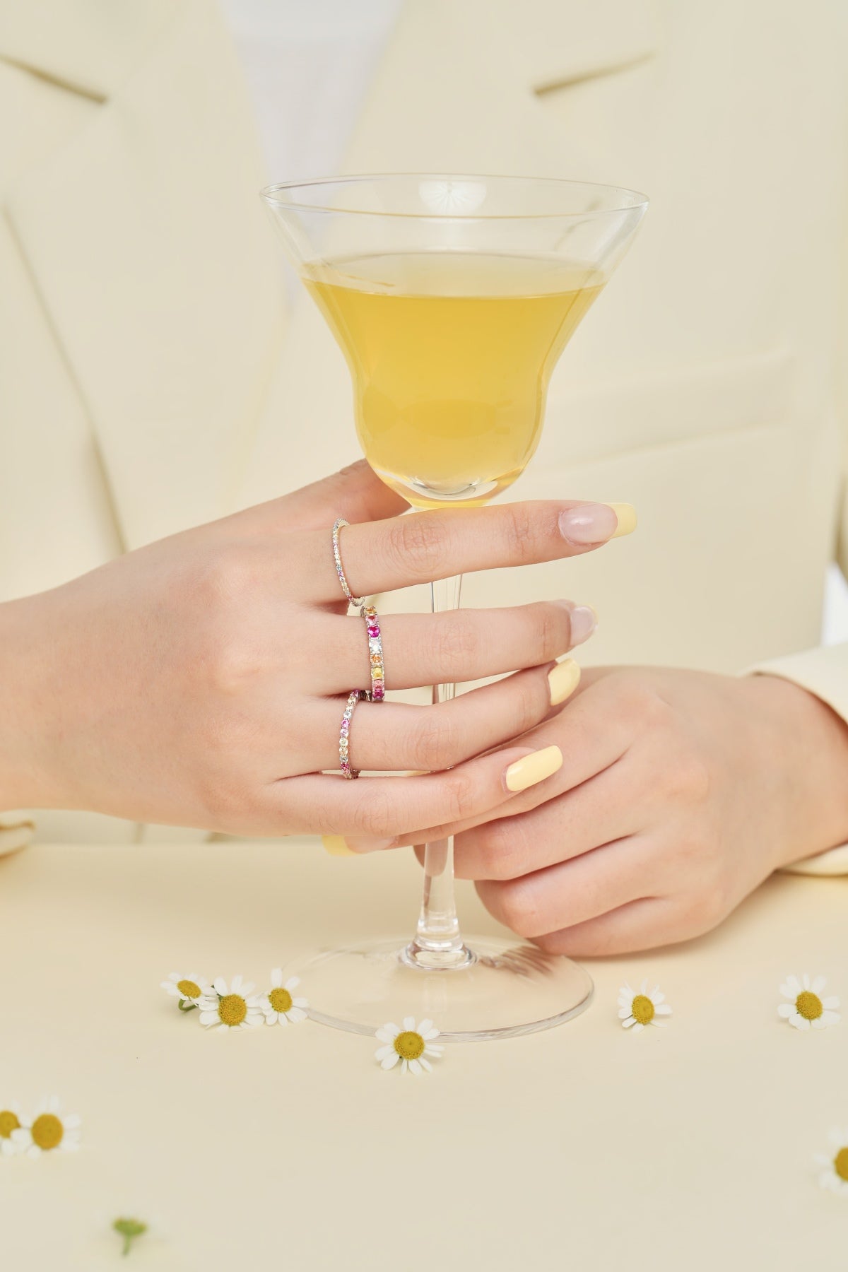 JAC Silver S925 Sterling Silver Ring Band Rainbow Colorful Pink Diamond Cz Cubic Zirconia Rings Jewelry Women