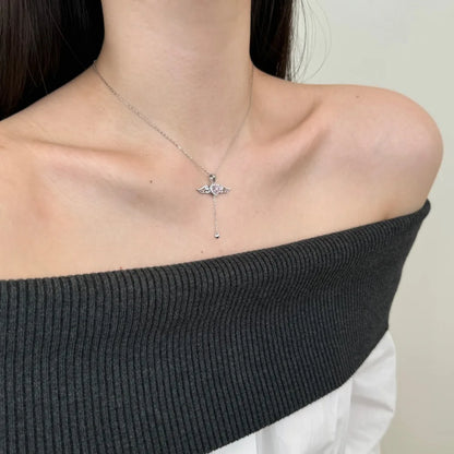 JAC Silver Elegance Fine Fashion Jewelry 925 Silver Link Chain 5A Cubic Zircon Tassel Heart Wings Angel Love Pendant Necklaces