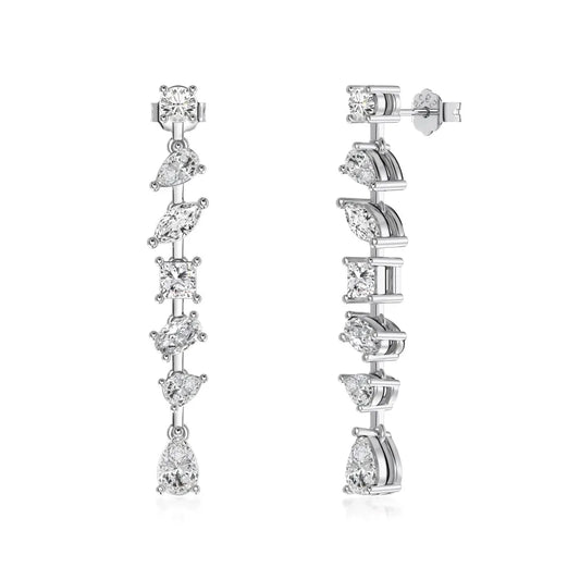 JAC Silver Top Fine Women Jewellery 925 Sterling Silver 5A Cubic Zirconia Shiny Tassel Multiple Stone Stud Earrings for Women