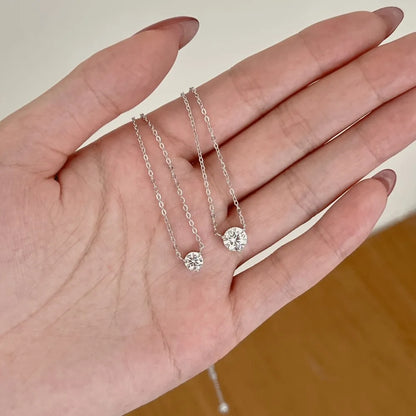 JAC Silver Classic Collection High Jewel 925 Sterling Silver 6.5mm Solitaire 5A Cubic Zirconia Pendant Necklace Jewelry for Women