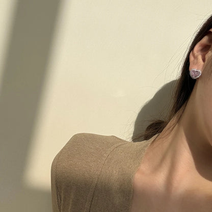 JAC Silver Top Fine Fashion Jewelry Non Tarnish Sterling Silver 8A Crushed Iced Out Cut Cubic Zirconia Heart CZ Clip On Earrings