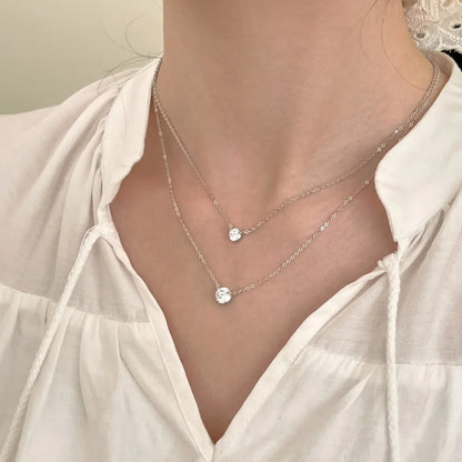 JAC Silver Classic Collection High Jewel 925 Sterling Silver 6.5mm Solitaire 5A Cubic Zirconia Pendant Necklace Jewelry for Women