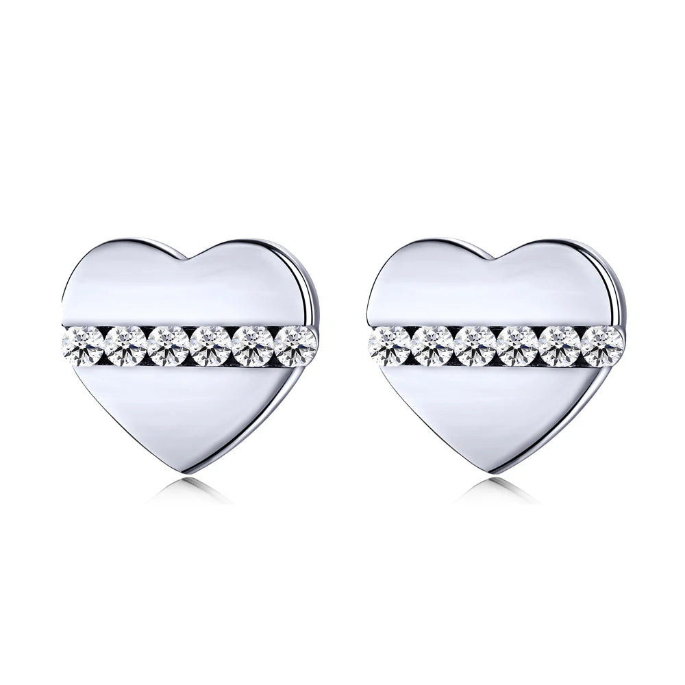 JAC Silver Minimalist 18K Gold Plate Heart Shape Love S925 Sterling Silver Women Stud Earrings Jewelry