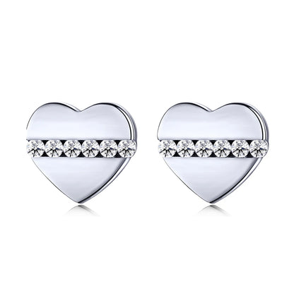 JAC Silver Minimalist 18K Gold Plate Heart Shape Love S925 Sterling Silver Women Stud Earrings Jewelry