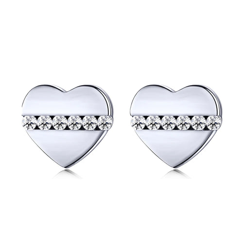 JAC Silver Minimalist 18K Gold Plate Heart Shape Love S925 Sterling Silver Women Stud Earrings Jewelry