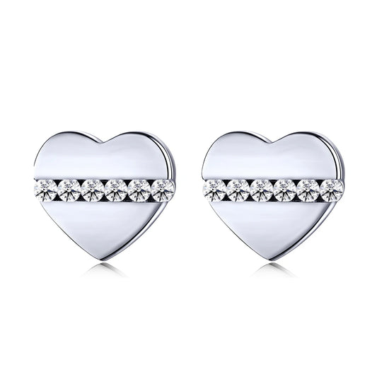 JAC Silver Minimalist 18K Gold Plate Heart Shape Love S925 Sterling Silver Women Stud Earrings Jewelry
