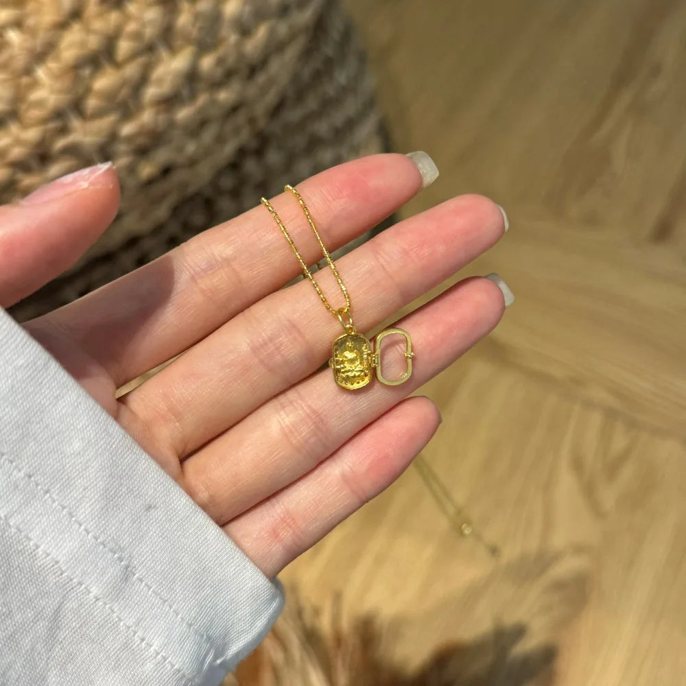 JAC Silver Exquisite Charm Jewelry 18K Gold Plated S925 Silver 5A Zirconia Openable Pendant Buddha Statues Link Chain Necklaces