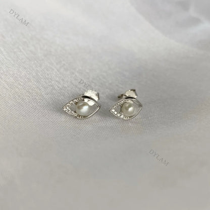 JAC Silver Korean Simple Style 18K Gold Plated S925 Sterling Silver Women Stud Pearl Earrings Fashion