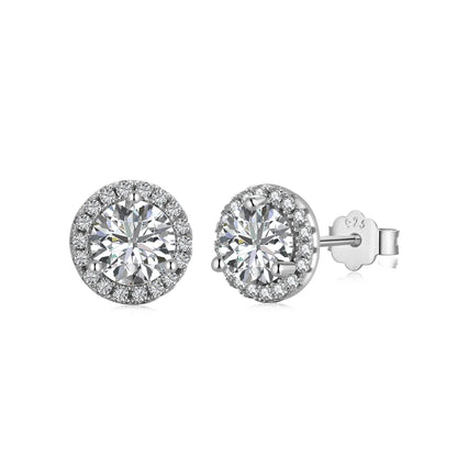 JAC Silver Trendy 925 Sterling Silver Stud Earrings Earrings for Girls Fashion Jewelry 5A Cubic Zirconia Halo Earrings for Women
