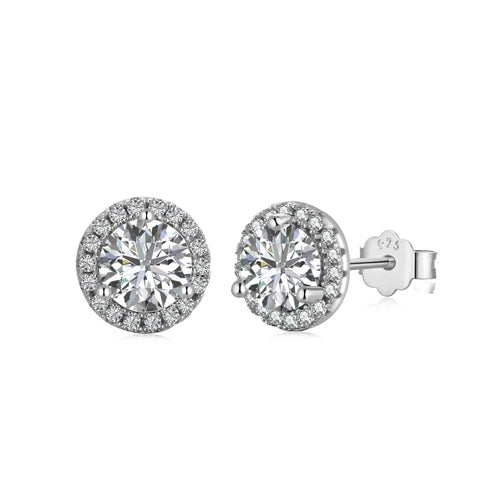 JAC Silver Trendy 925 Sterling Silver Stud Earrings Earrings for Girls Fashion Jewelry 5A Cubic Zirconia Halo Earrings for Women