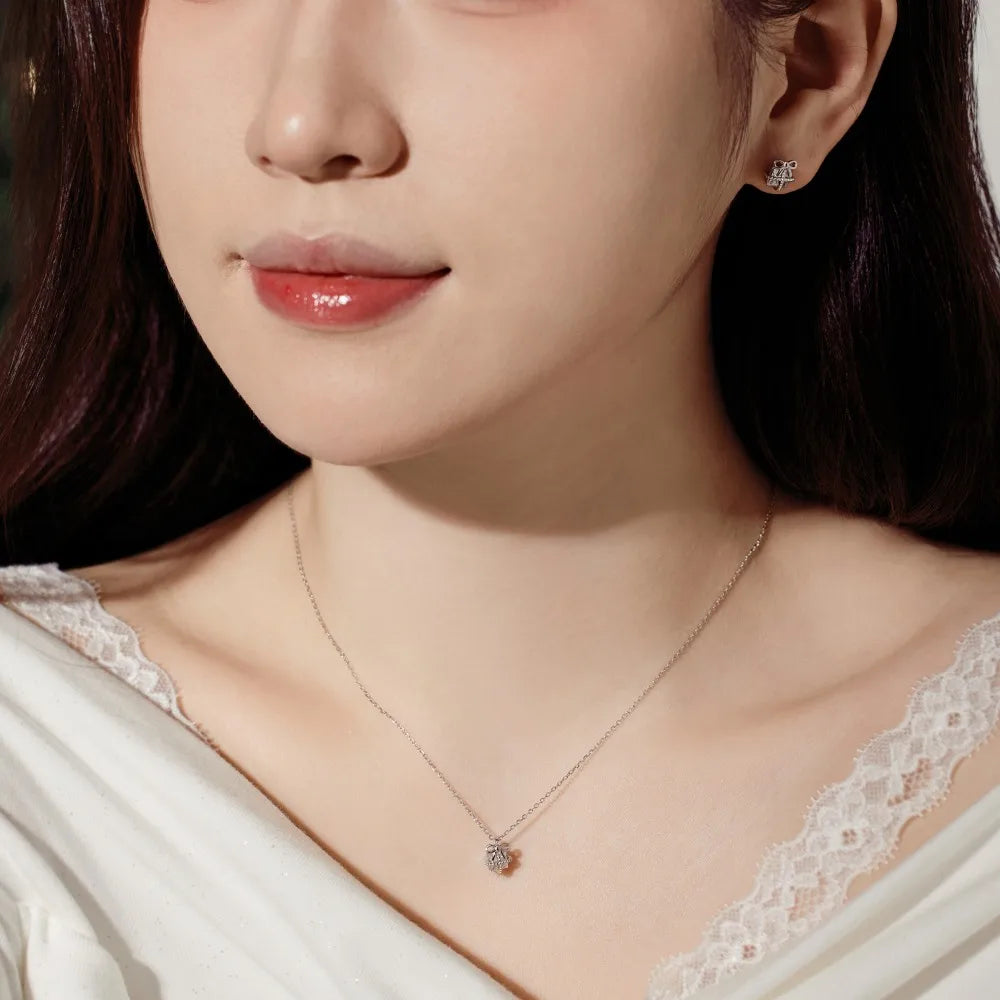 JAC Silver Tiny Delicate Women Jewelry Hypoallergenic Rhodium 14K Gold Plated Sterling Silver 5A Zirconia Gift Box Pendant Necklace