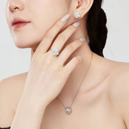 JAC Silver Dazzling Fashion Fine Hypoallergenic Jewelry Women S925 Silver Rhodium Plated 5A Zirconia Four-leaf Clover Stud Earrings