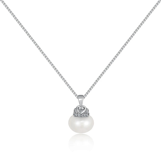 JAC Silver Minimalist Design Fine Fashion Jewellery Women Solid Sterling Silver Rhodium Plated Bulb Pearl Pendant Necklace for Women