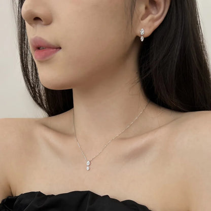 JAC Silver Stylish Minimalist Design 925 Sterling Silver Rhodium Plated Link Chain 5A Zirconia Waterdrop Pear Shape Pendant Necklace