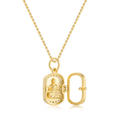 JAC Silver Exquisite Charm Jewelry 18K Gold Plated S925 Silver 5A Zirconia Openable Pendant Buddha Statues Link Chain Necklaces