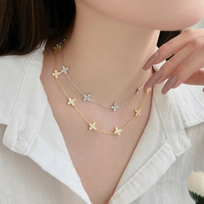 JAC Silver Exquisite Design S925 Silver Rhodium 18K Gold Plated Link Chain 5A Zirconia Butterfly Pendant Necklace Jewelry for Women