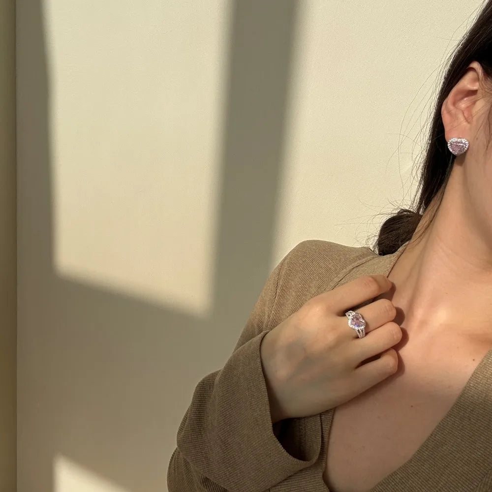 JAC Silver Top Fine Fashion Jewelry Non Tarnish Sterling Silver 8A Crushed Iced Out Cut Cubic Zirconia Heart CZ Clip On Earrings