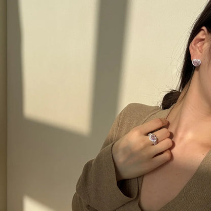 JAC Silver Top Fine Fashion Jewelry Non Tarnish Sterling Silver 8A Crushed Iced Out Cut Cubic Zirconia Heart CZ Clip On Earrings