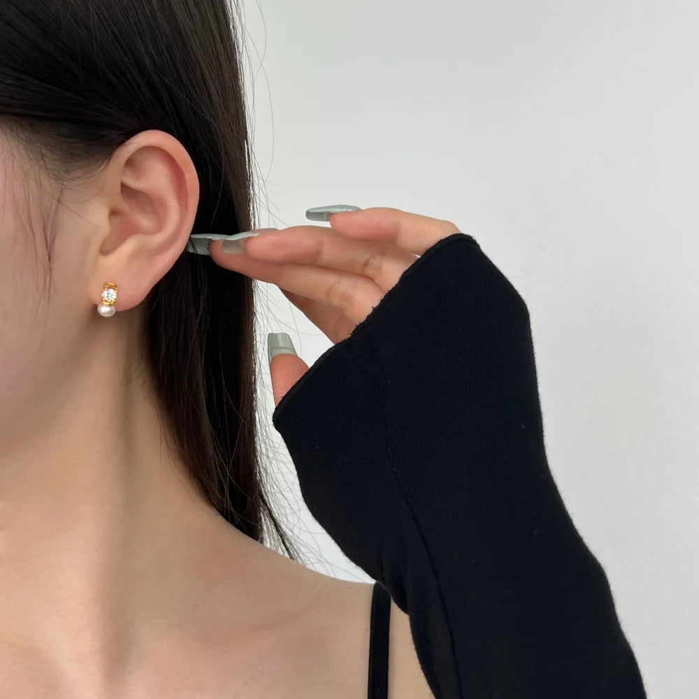 JAC Silver Exclusive Fashion Fine Women Jewelry S925 Silver 18K Gold Tarnish Free Horns 5A Zirconia Fresh Water Pearl Stud Earrings