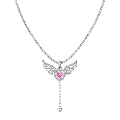 JAC Silver Elegance Fine Fashion Jewelry 925 Silver Link Chain 5A Cubic Zircon Tassel Heart Wings Angel Love Pendant Necklaces