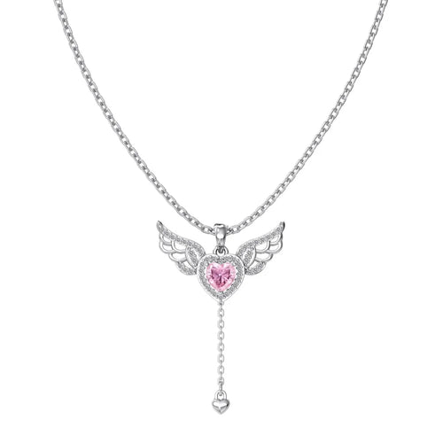 JAC Silver Elegance Fine Fashion Jewelry 925 Silver Link Chain 5A Cubic Zircon Tassel Heart Wings Angel Love Pendant Necklaces
