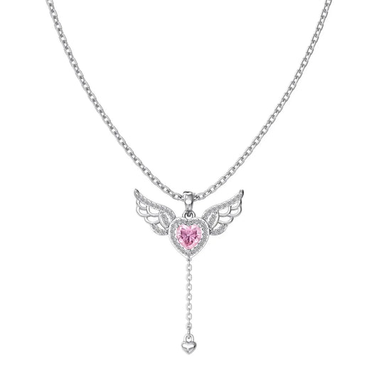 JAC Silver Elegance Fine Fashion Jewelry 925 Silver Link Chain 5A Cubic Zircon Tassel Heart Wings Angel Love Pendant Necklaces