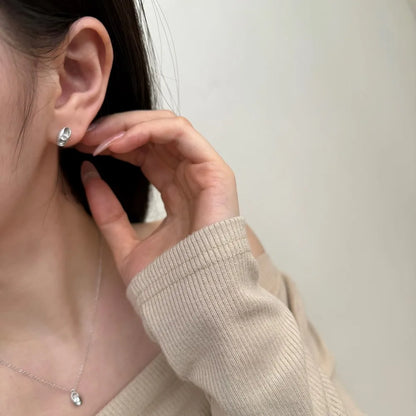 JAC Silver Unique Design 925 Sterling Silver Non Tarnish Non Fade Oval Shape Frosted Surface Circle 5A Cubic Zirconia Stud Earrings