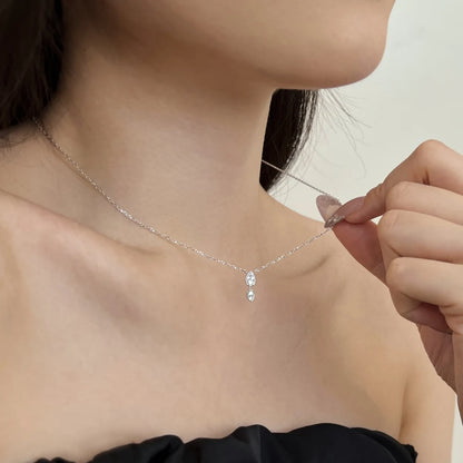 JAC Silver Stylish Minimalist Design 925 Sterling Silver Rhodium Plated Link Chain 5A Zirconia Waterdrop Pear Shape Pendant Necklace