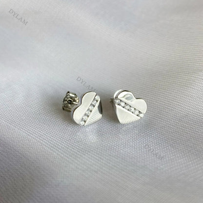 JAC Silver Minimalist 18K Gold Plate Heart Shape Love S925 Sterling Silver Women Stud Earrings Jewelry