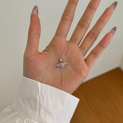 JAC Silver Elegance Fine Fashion Jewelry 925 Silver Link Chain 5A Cubic Zircon Tassel Heart Wings Angel Love Pendant Necklaces