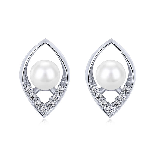 JAC Silver Korean Simple Style 18K Gold Plated S925 Sterling Silver Women Stud Pearl Earrings Fashion