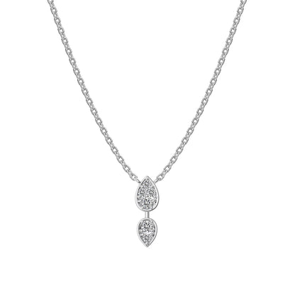 JAC Silver Stylish Minimalist Design 925 Sterling Silver Rhodium Plated Link Chain 5A Zirconia Waterdrop Pear Shape Pendant Necklace