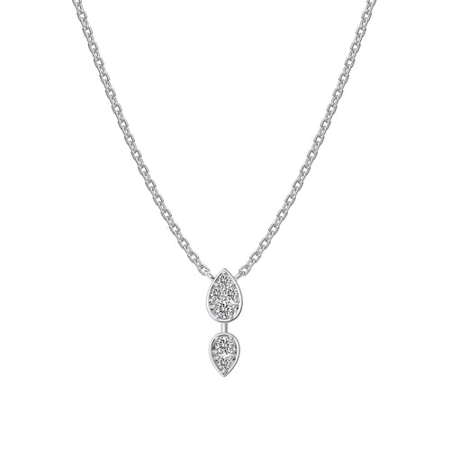 JAC Silver Stylish Minimalist Design 925 Sterling Silver Rhodium Plated Link Chain 5A Zirconia Waterdrop Pear Shape Pendant Necklace