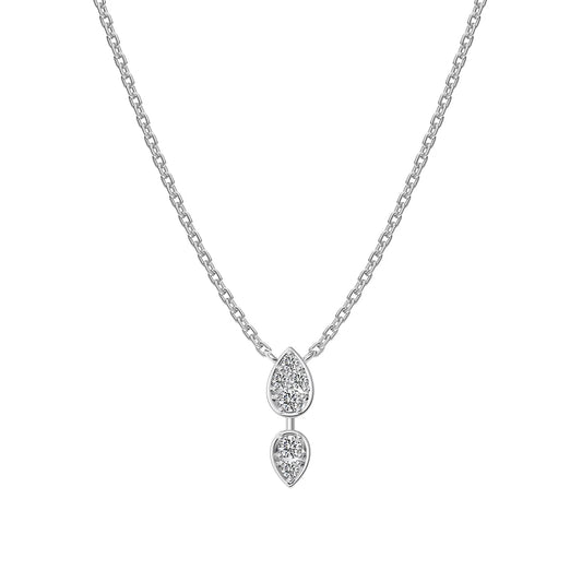 JAC Silver Stylish Minimalist Design 925 Sterling Silver Rhodium Plated Link Chain 5A Zirconia Waterdrop Pear Shape Pendant Necklace