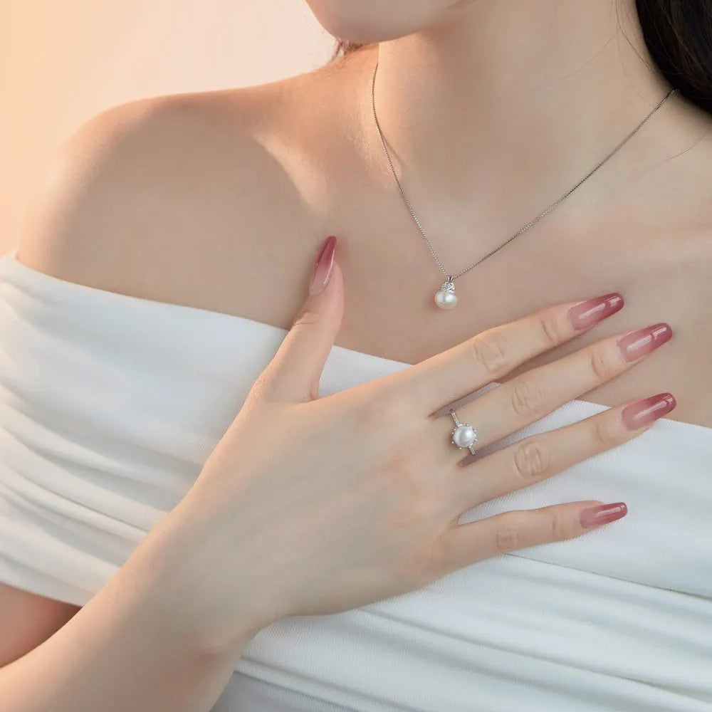 JAC Silver Minimalist Design Fine Fashion Jewellery Women Solid Sterling Silver Rhodium Plated Bulb Pearl Pendant Necklace for Women