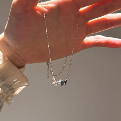 JAC Silver Unique Design S925 Silver Rhodium Plated Link Chain 5A Cubic Zirconia Austrian Crystal Butterfly Pendant Necklace