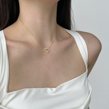 18K Gold Plated Heart Pendant Necklace with 5A Zircon Stones – Elegant Love Charm