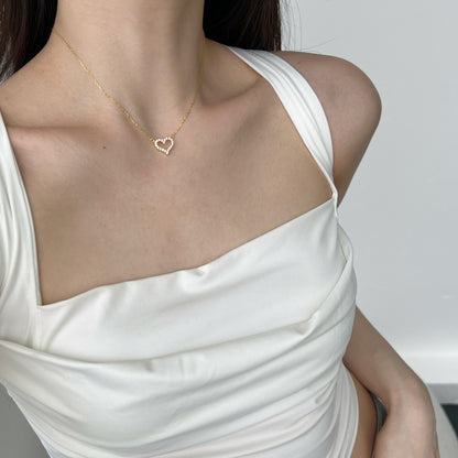 18K Gold Plated Heart Pendant Necklace with 5A Zircon Stones – Elegant Love Charm