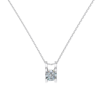 Jac Silver 925 Sterling Silver Solitaire Pendant Necklace with 1 Carat Zircon – Sleek Modern Setting