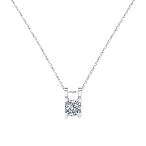 Jac Silver 925 Sterling Silver Solitaire Pendant Necklace with 1 Carat Zircon – Sleek Modern Setting