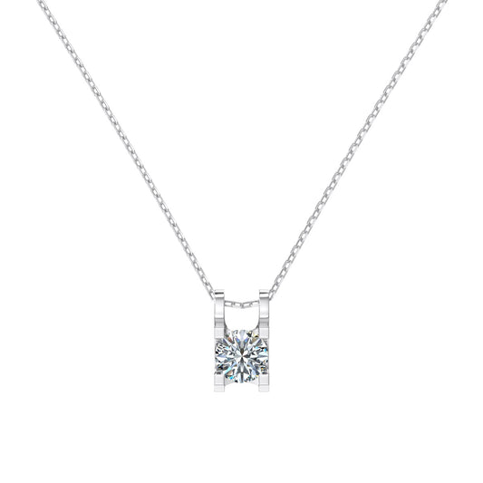 Jac Silver 925 Sterling Silver Solitaire Pendant Necklace with 1 Carat Zircon – Sleek Modern Setting