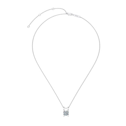 Jac Silver 925 Sterling Silver Solitaire Pendant Necklace with 1 Carat Zircon – Sleek Modern Setting