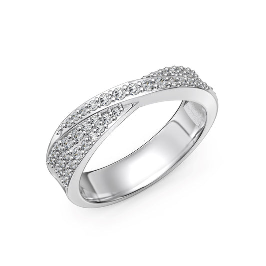 JAC Silver Stylish Fine Jewelry 925 Sterling Silver Rhodium Plated Eternity Band 5A Zirconia Interlock Geometric Women Jewelry Rings