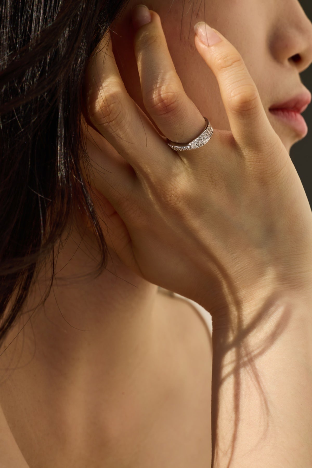 JAC Silver Stylish Fine Jewelry 925 Sterling Silver Rhodium Plated Eternity Band 5A Zirconia Interlock Geometric Women Jewelry Rings