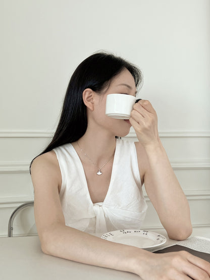 Jac Silver 925 Sterling Silver Textured Fan Pendant Necklace