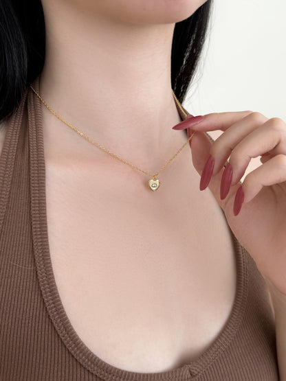 Jac Silver 14K Gold Plated Mini Heart Pendant Necklace with 5A Zircon – 925 Sterling Silver
