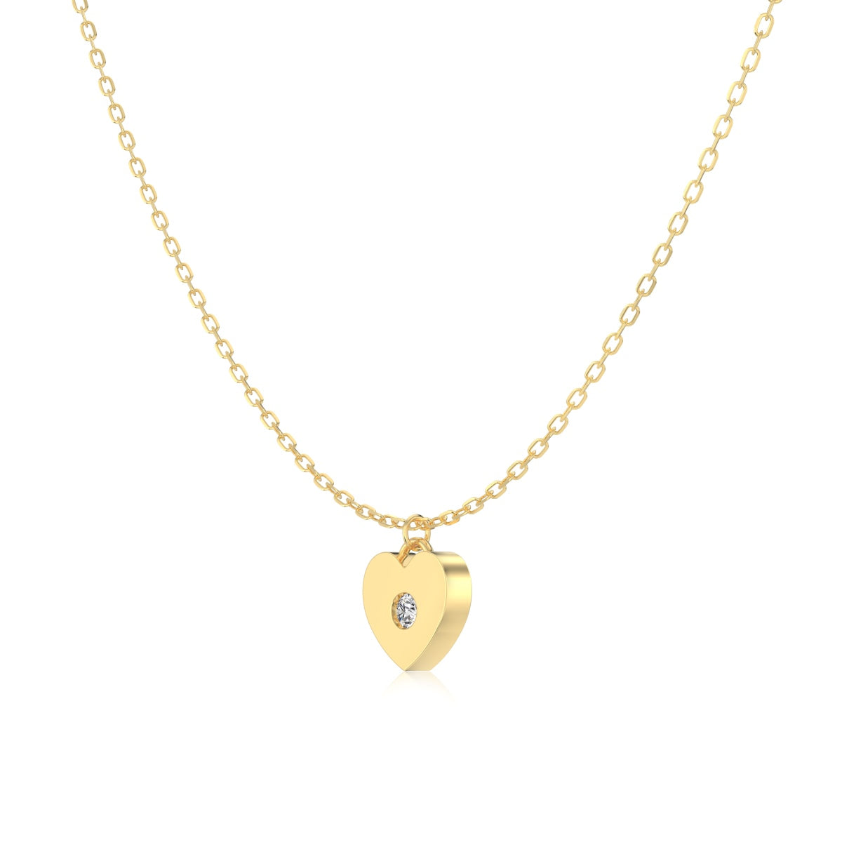 Jac Silver 14K Gold Plated Mini Heart Pendant Necklace with 5A Zircon – 925 Sterling Silver